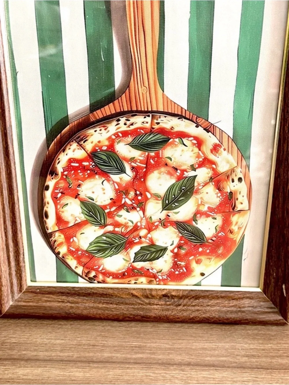 Margherita Pizza Italian Cuisine Wood Fired Pizza Kitchen Canvas Art Print Frame